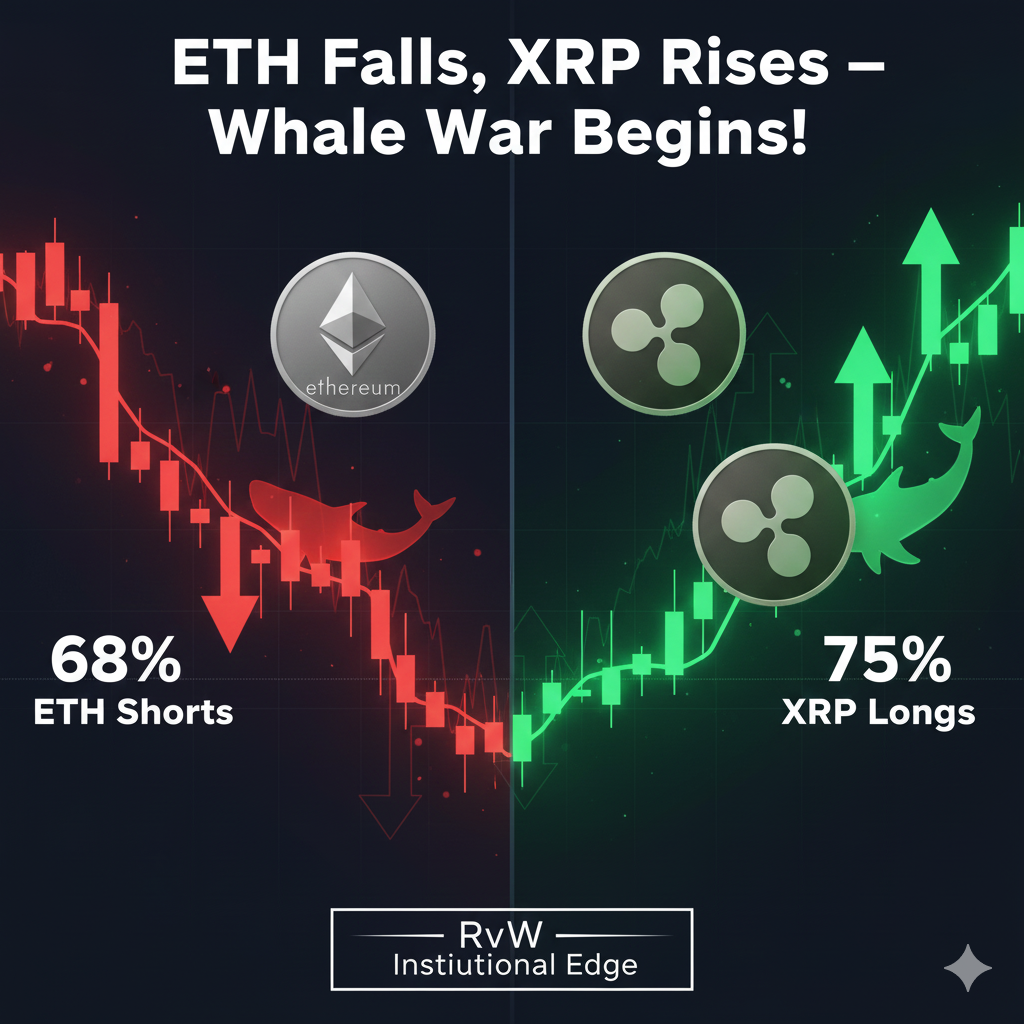 Ethereum Faces Heavy Whale Shorts; XRP Builds 75% Long Positioning Ahead of Trend Shift