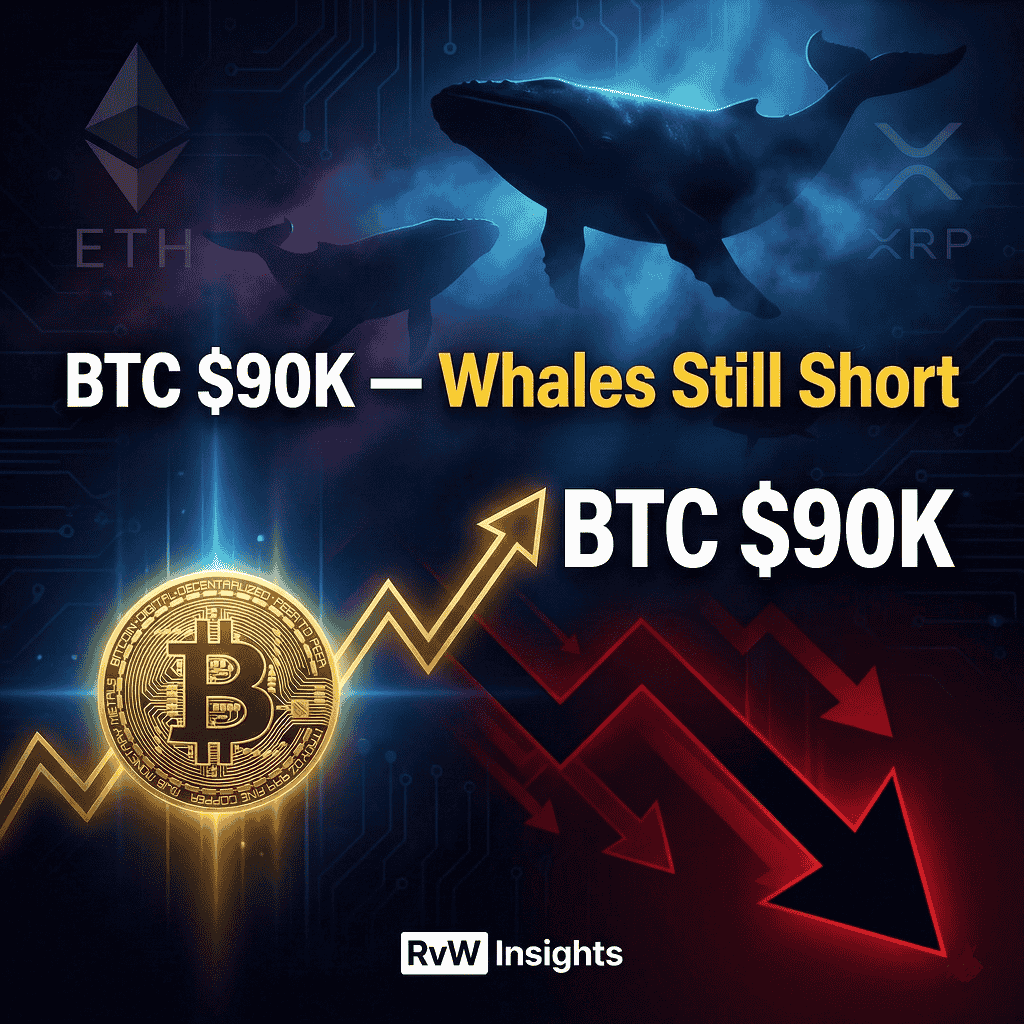 Bitcoin Stalls Near $90K as Whales Stay Short-Heavy, Altcoins Show Early Weakness