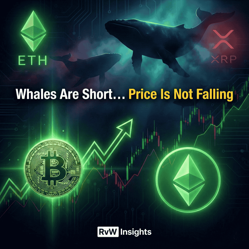 Bitcoin and Ethereum Stay Bullish Despite Heavy Whale Shorts as XRP Weakens